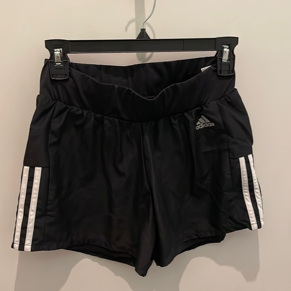 Adidas - Black Exercise Shorts with Stripes and Lining - Picture 1 of 3